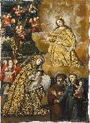unknow artist Virgin of Mercy with Three Saints Spain oil painting artist